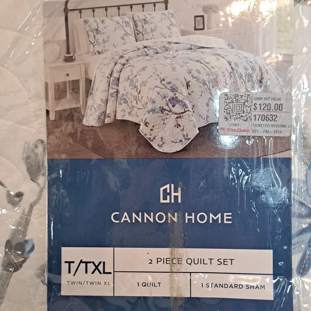 Cannon Home 2-Piece Quilt Set in Twin/Twin XL Blue Floral 68